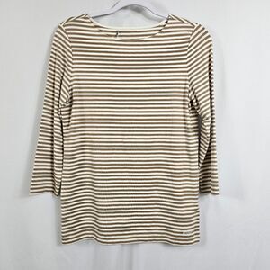 Bogner Louna Long Shirt in White/Brown Stripes - Size 8